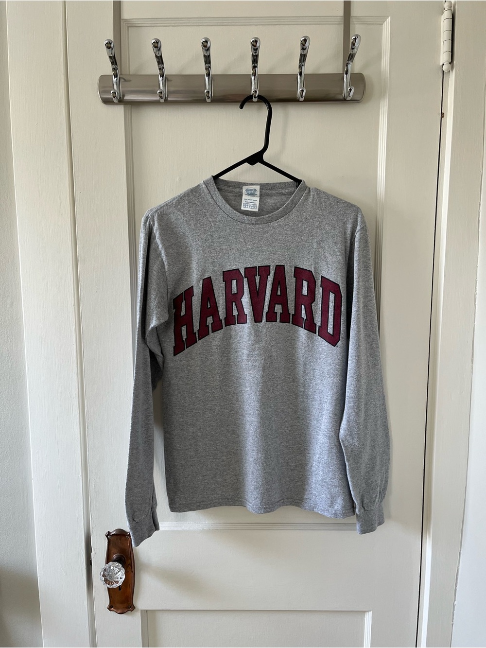 Unisex Grey Harvard Longsleeve Crewneck Tee Shirt (S)